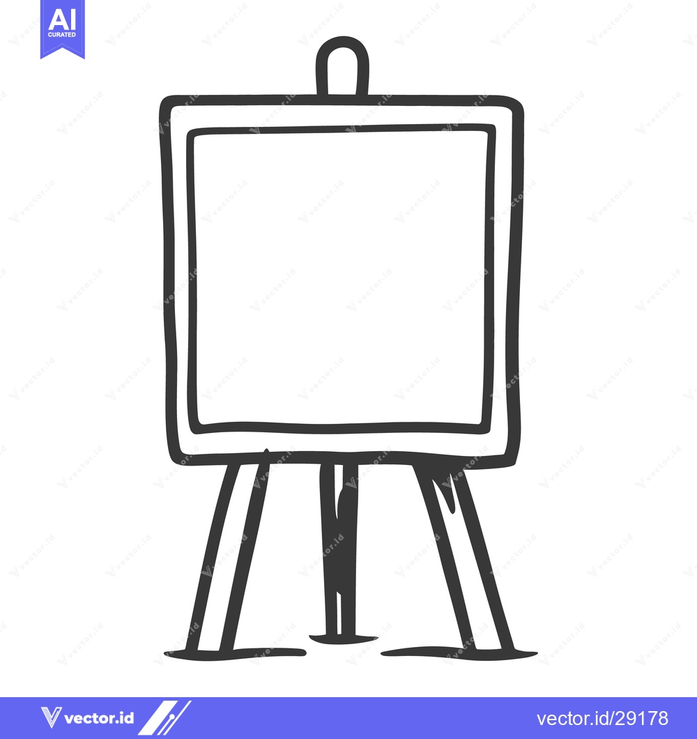 Premium Vector dari An easel with a blank screen painted in bold black outline