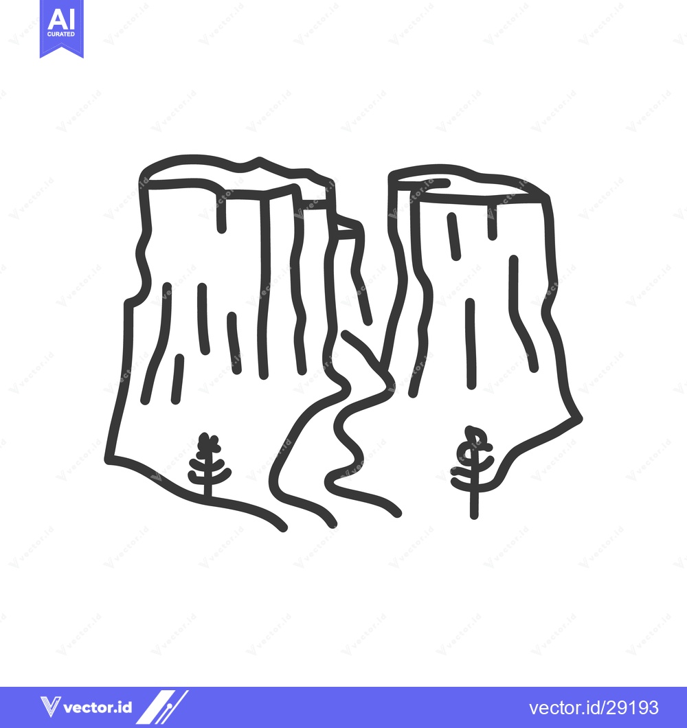 Premium Vector dari A simplistic illustration showing a canyon with trees and path