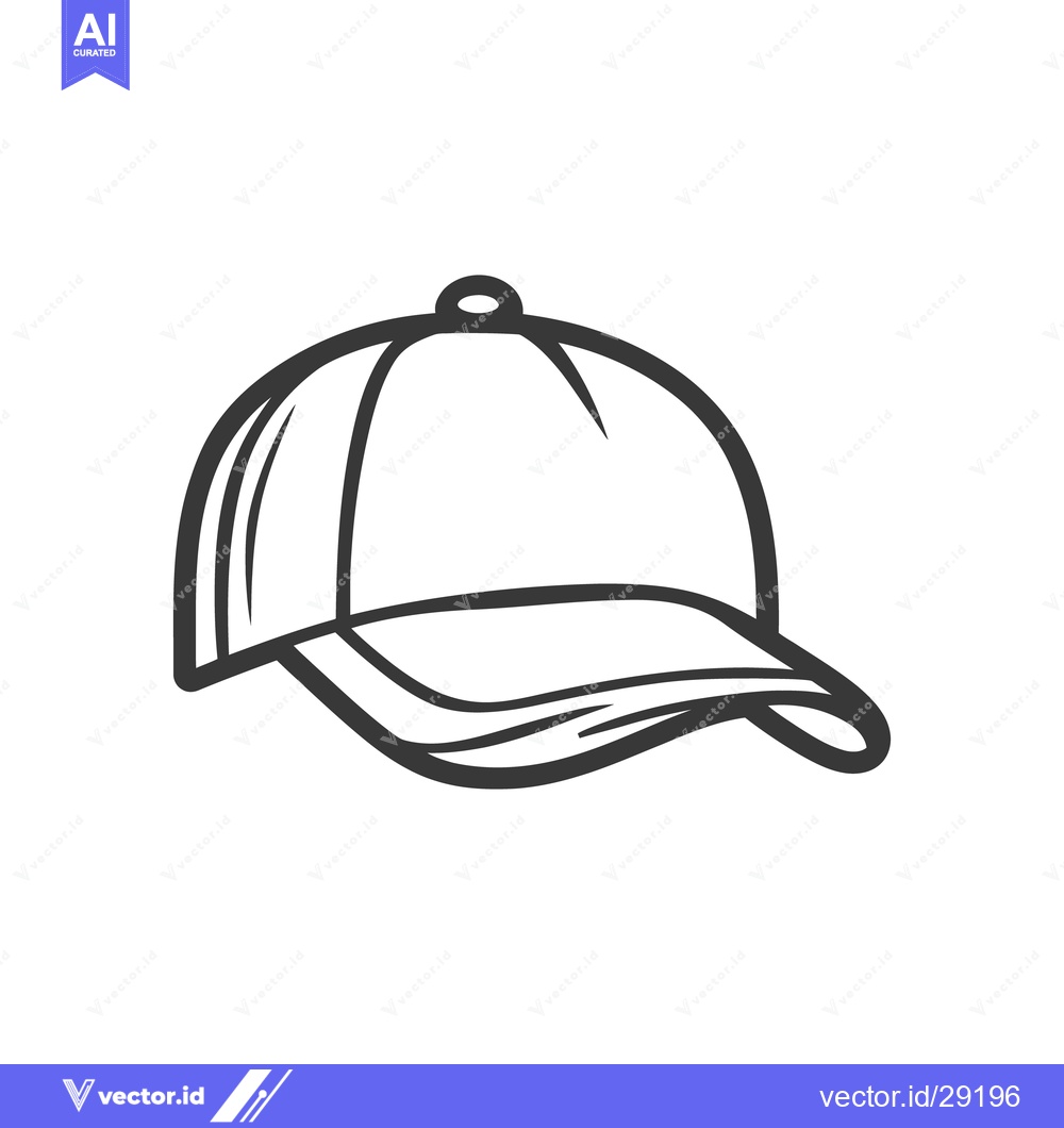 Premium Vector of A simple black and white illustration depicting a baseball cap