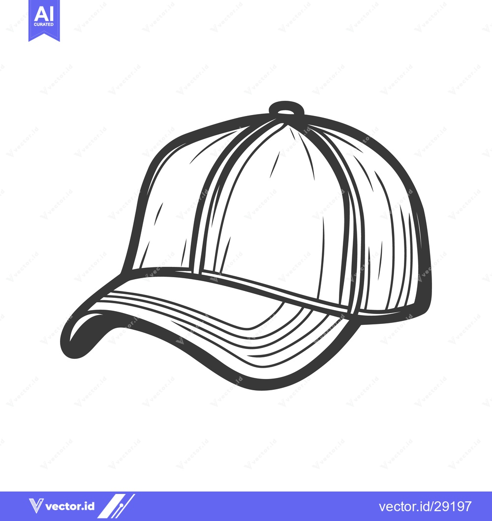 Premium Vector dari A simple black and white drawing of a baseball cap