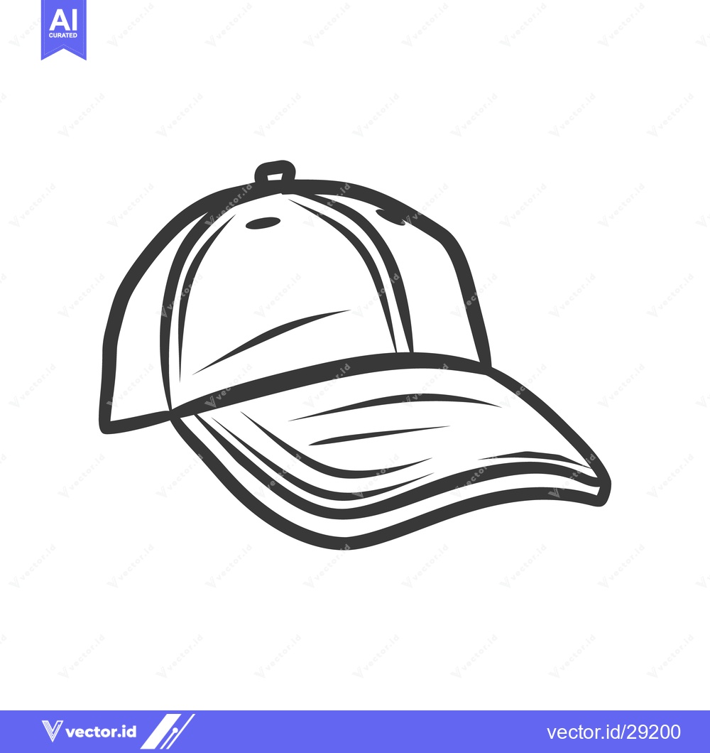 Premium Vector of Detailed drawing of a baseball cap with a curved visor