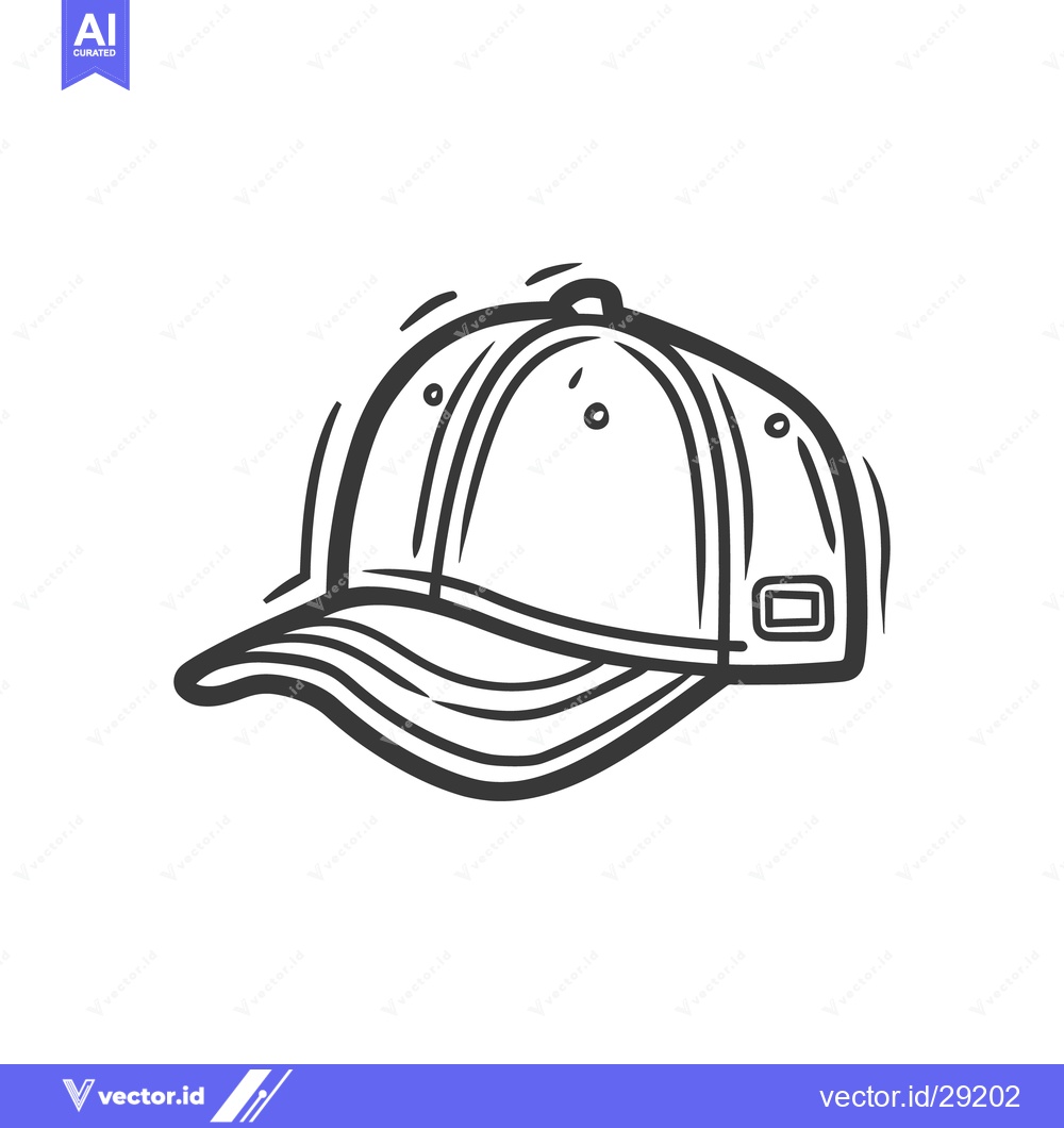 Premium Vector of A simple line drawing depicting a baseball style cap