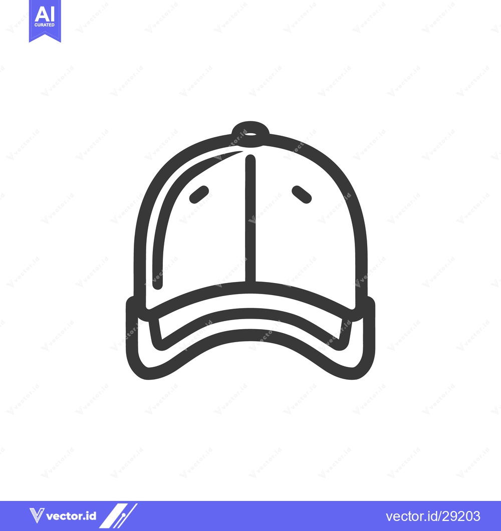 Premium Vector of A simple outlined graphic of a classic baseball style cap