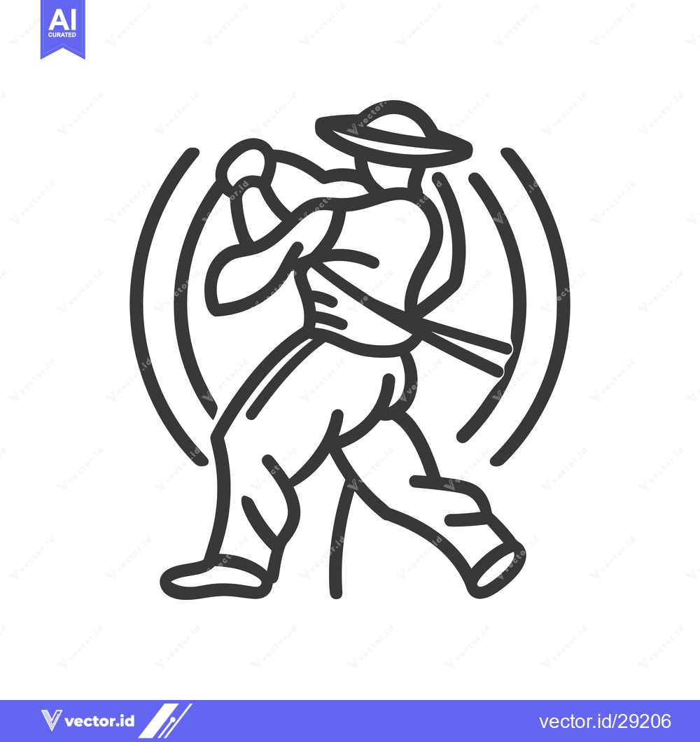 Premium Vector dari A simplified line drawing of a person throwing a disc