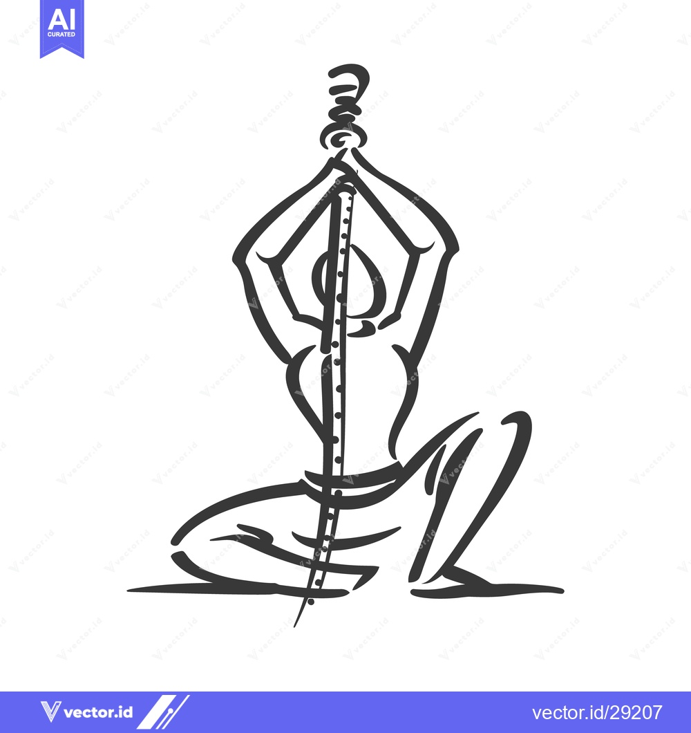 Premium Vector dari A stylized sketch of a person holding an upward weapon
