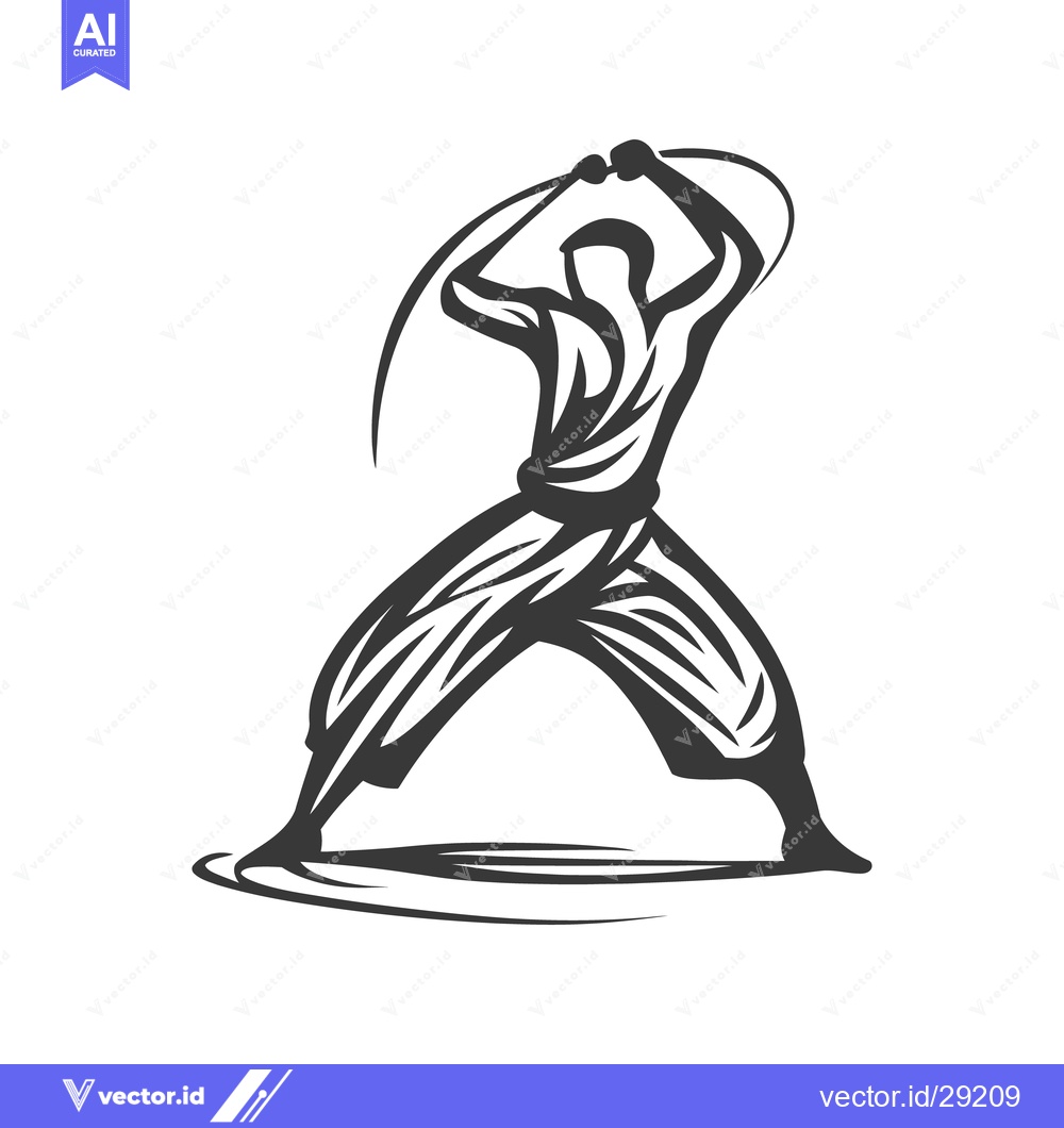 Premium Vector of Silhouette depicts a person swinging a rope in a martial arts pose