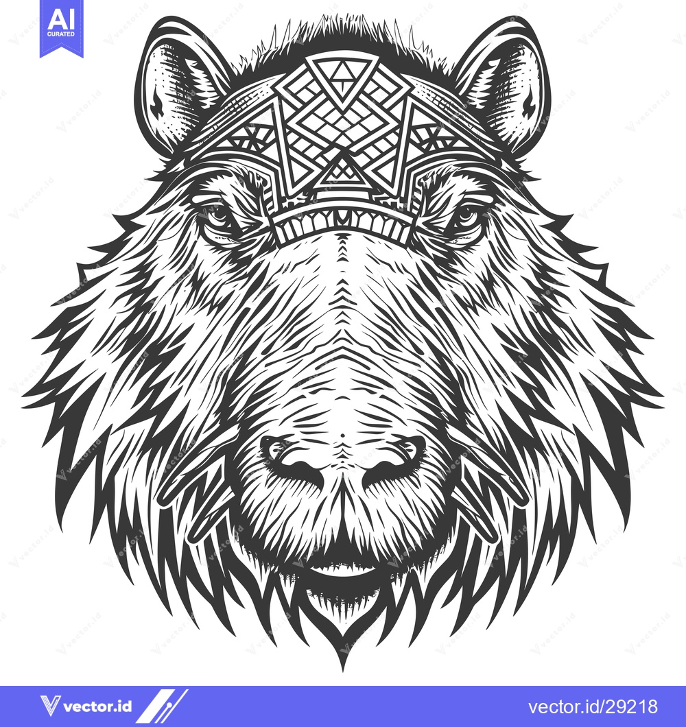 Premium Vector dari Capybara Head with Geometric Pattern