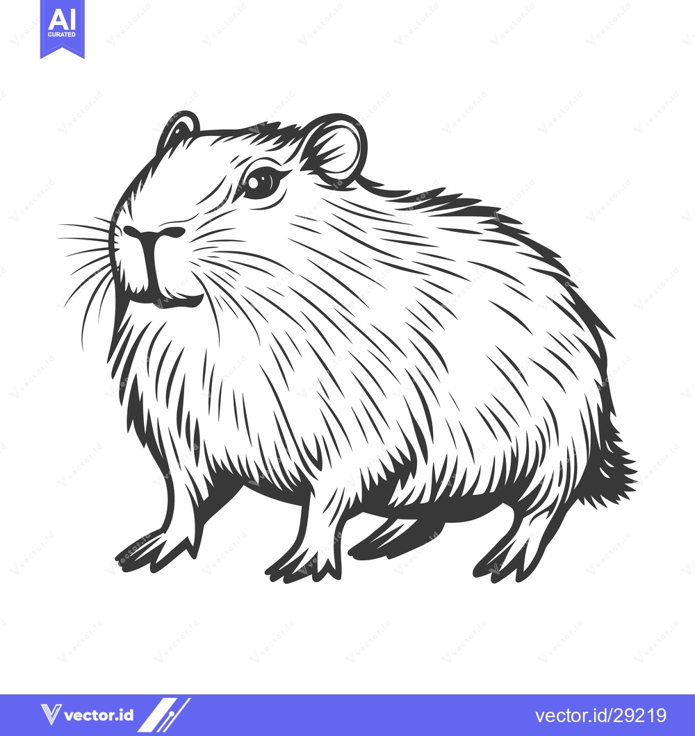 Premium Vector of A detailed black and white line drawing of a small rodent