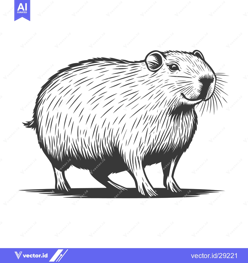 Premium Vector of A detailed and artistic illustration of a rodent mammal standing