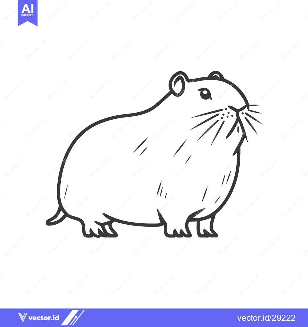 Premium Vector of An illustration of a hamster drawn in a simple black and white style