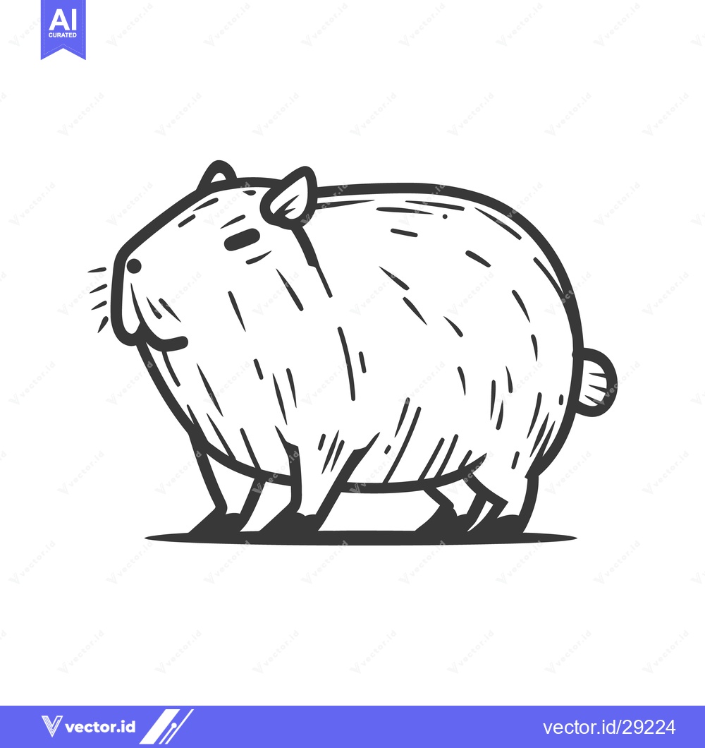 Premium Vector dari A simple black and white illustration of a large rodent
