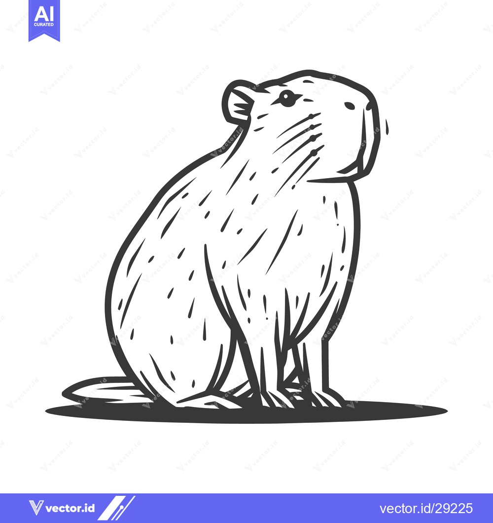 Premium Vector of A detailed black and white drawing of a rodent facing right