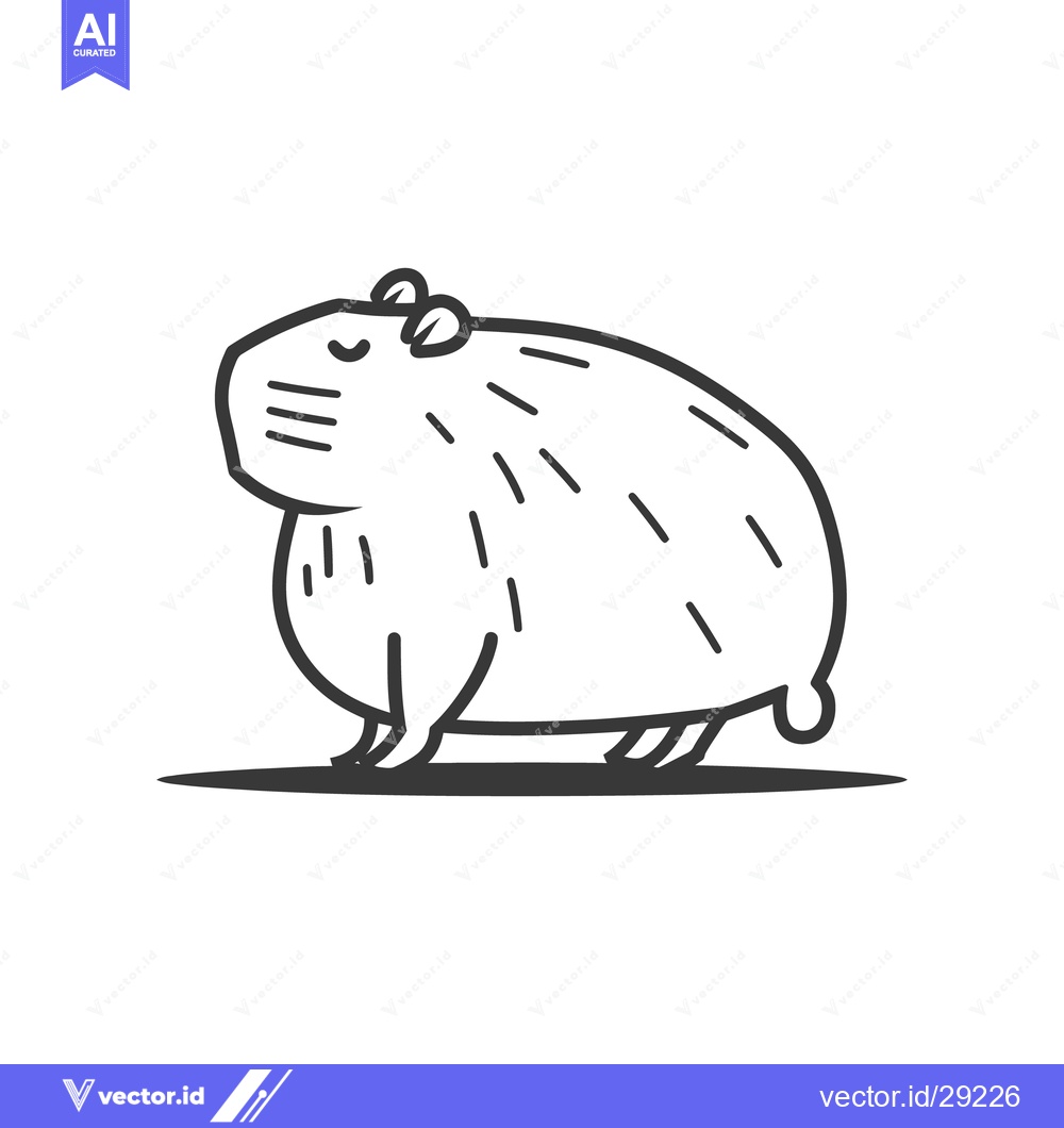 Premium Vector of A simple illustration of a cartoon capybara in monochrome style