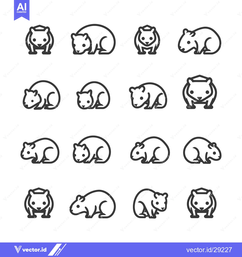 Premium Vector dari Capybara Line Icons Set - Different Poses and Views