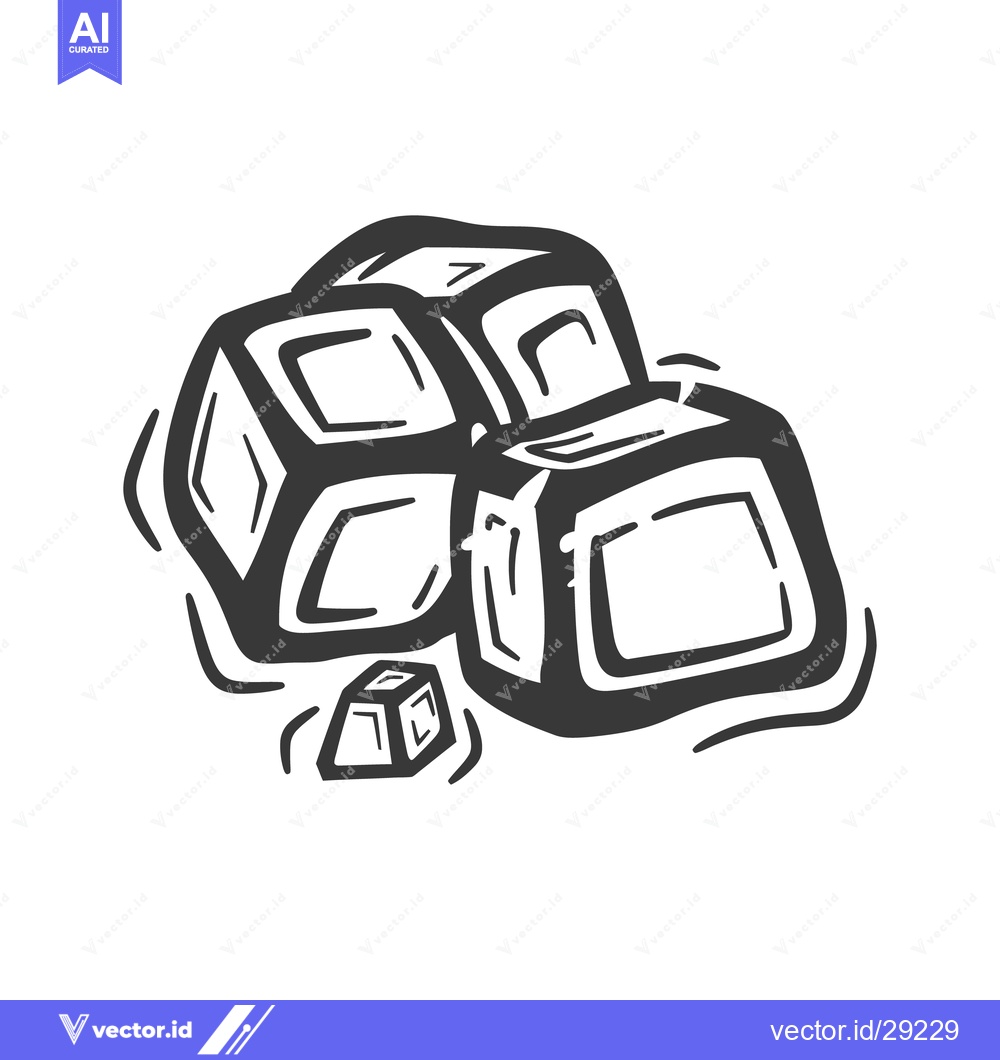 Premium Vector dari A grouping of ice cubes in black and white style