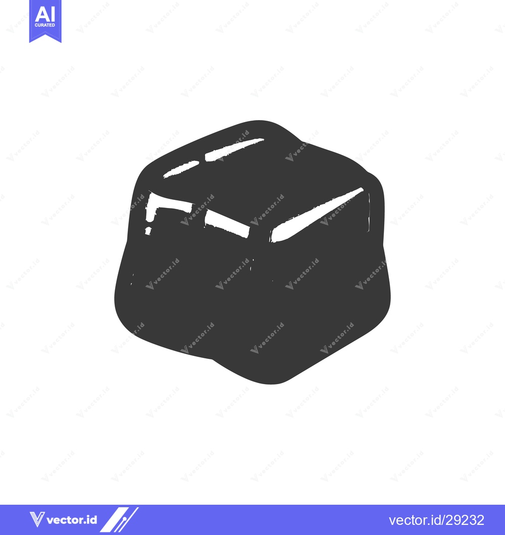 Premium Vector dari A single solid dark cube isolated against a white background