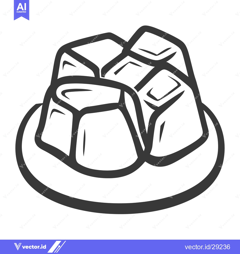 Premium Vector of Several square shaped food portions sitting atop a plate