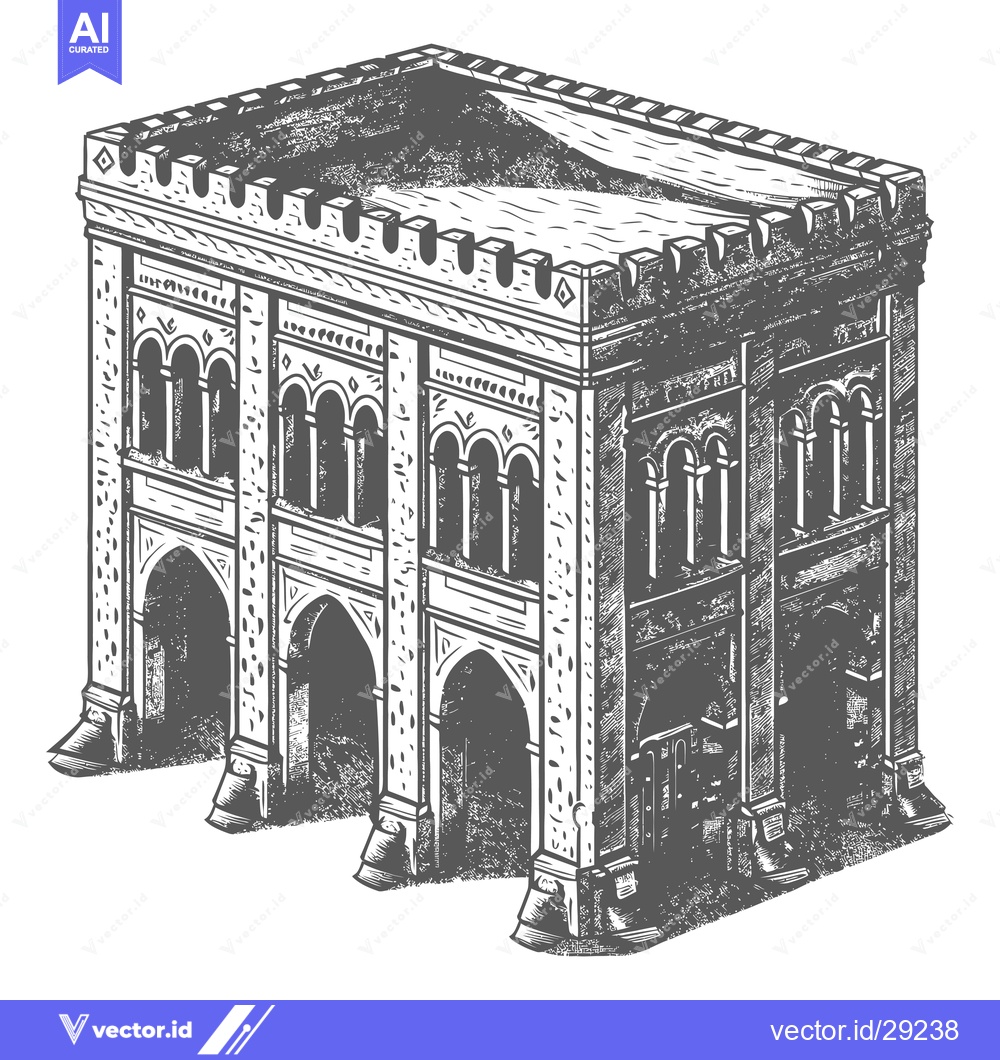 Premium Vector dari Isometric Drawing of an Ancient Fortified Building