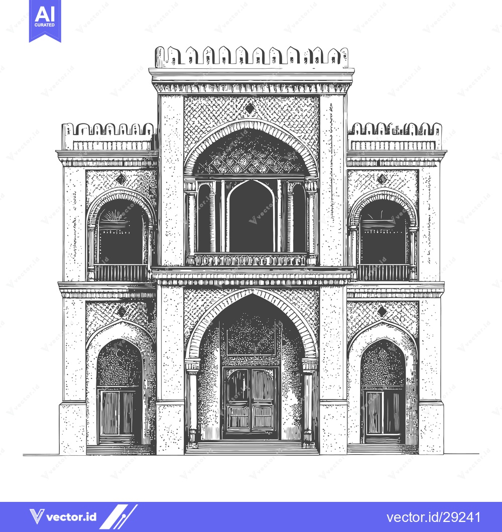 Premium Vector dari Elegant Architectural Drawing Of A Grand Building