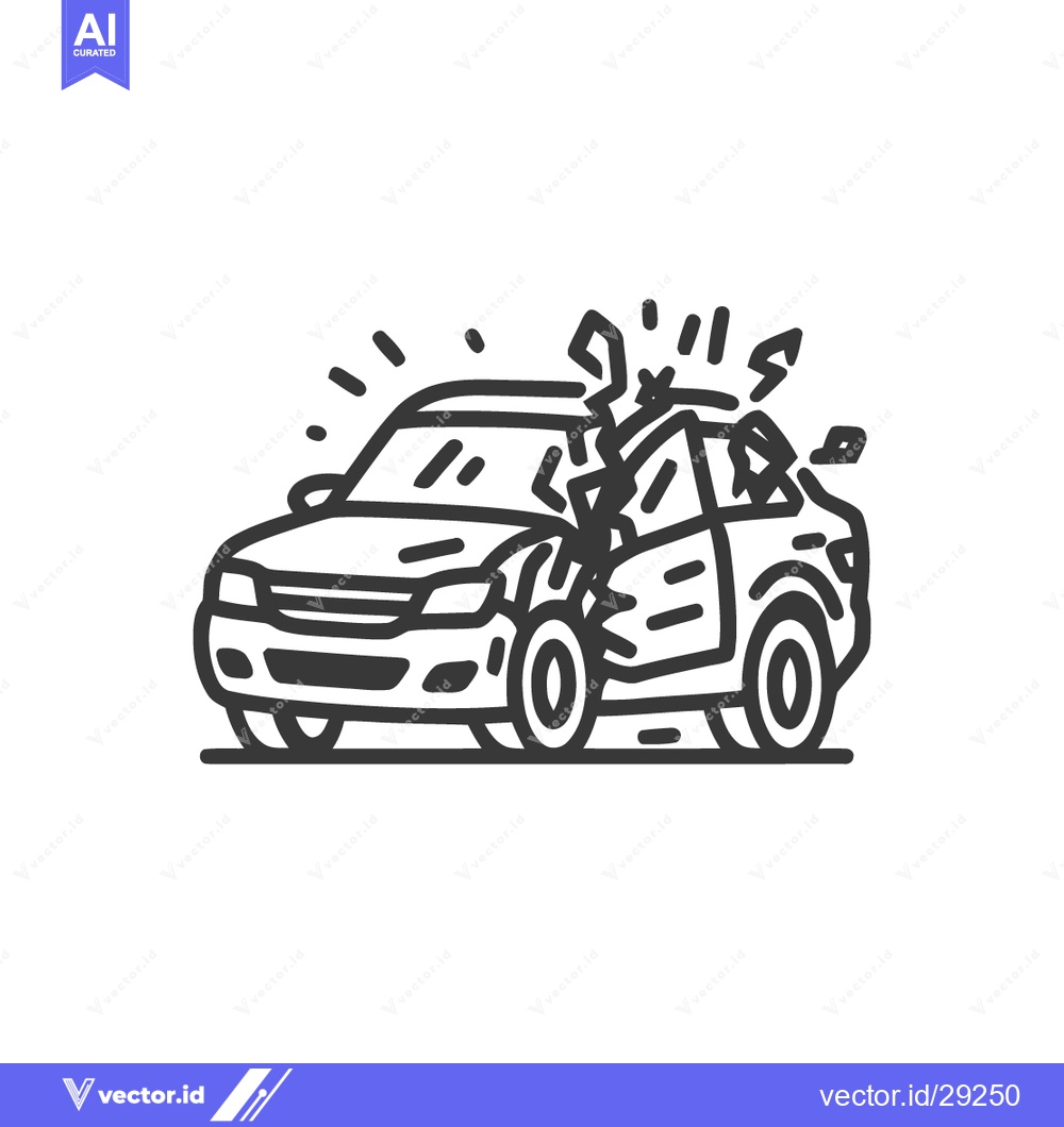 Premium Vector dari Car Crash Vector Illustration: Damaged Vehicle, Accident Scene, Line A