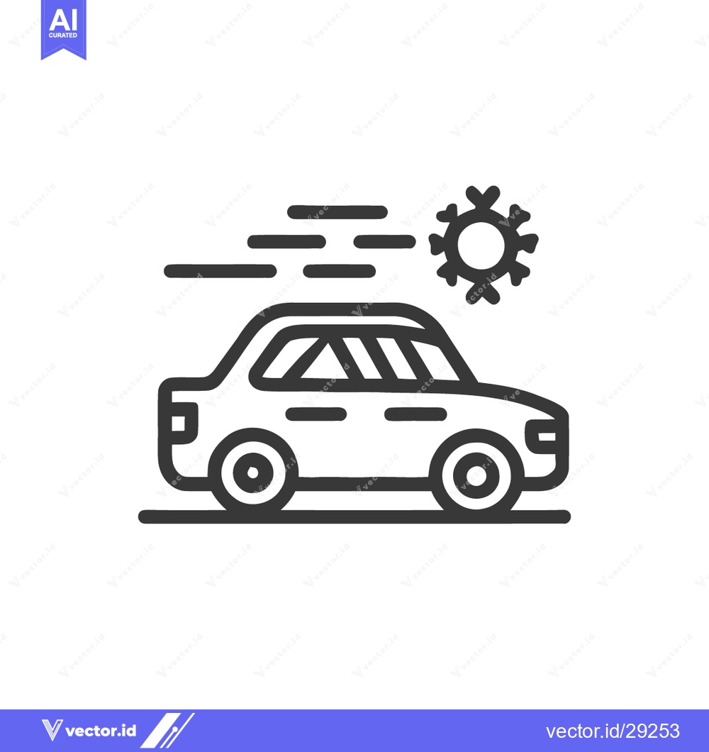 Premium Vector of Car in Winter: Minimalist Icon of Vehicle Driving in Cold Weather