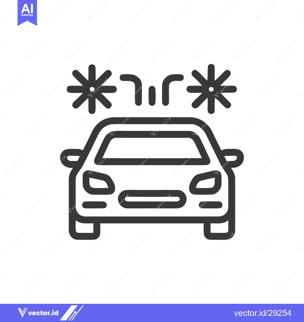Premium Vector of Car Wash Icon: Modern Line Art Depicting Vehicle Cleaning Process with