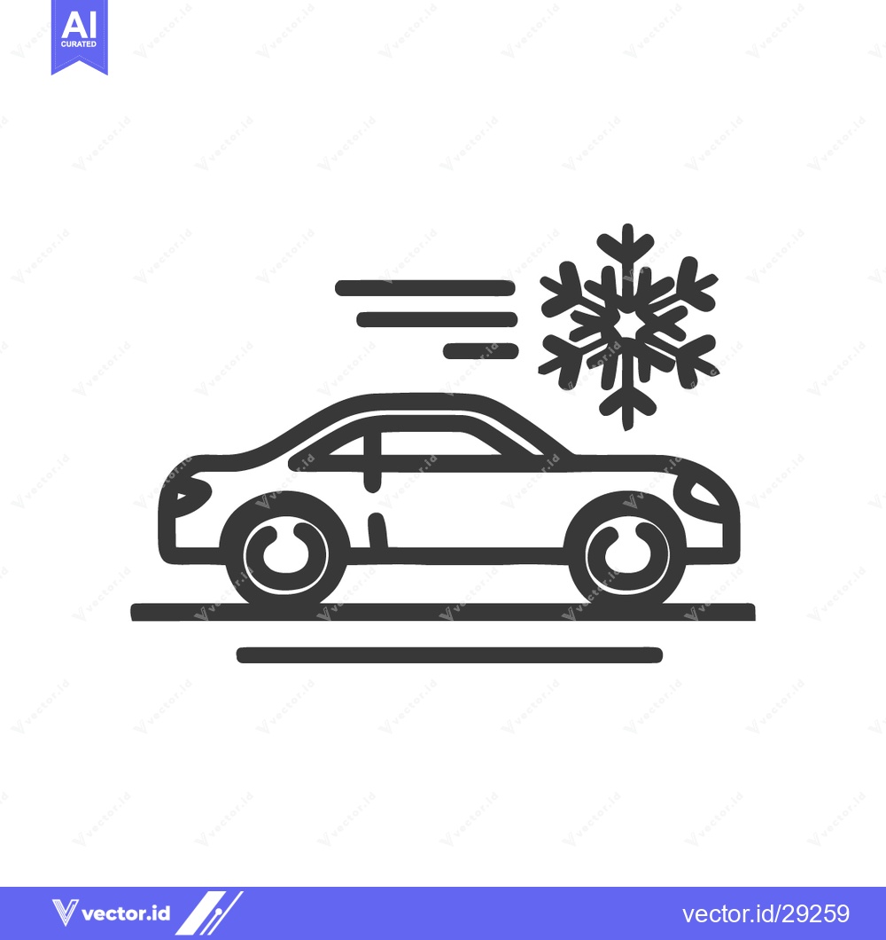 Premium Vector of Car Air Conditioning System Icon with Snowflake and Speed Lines, Black