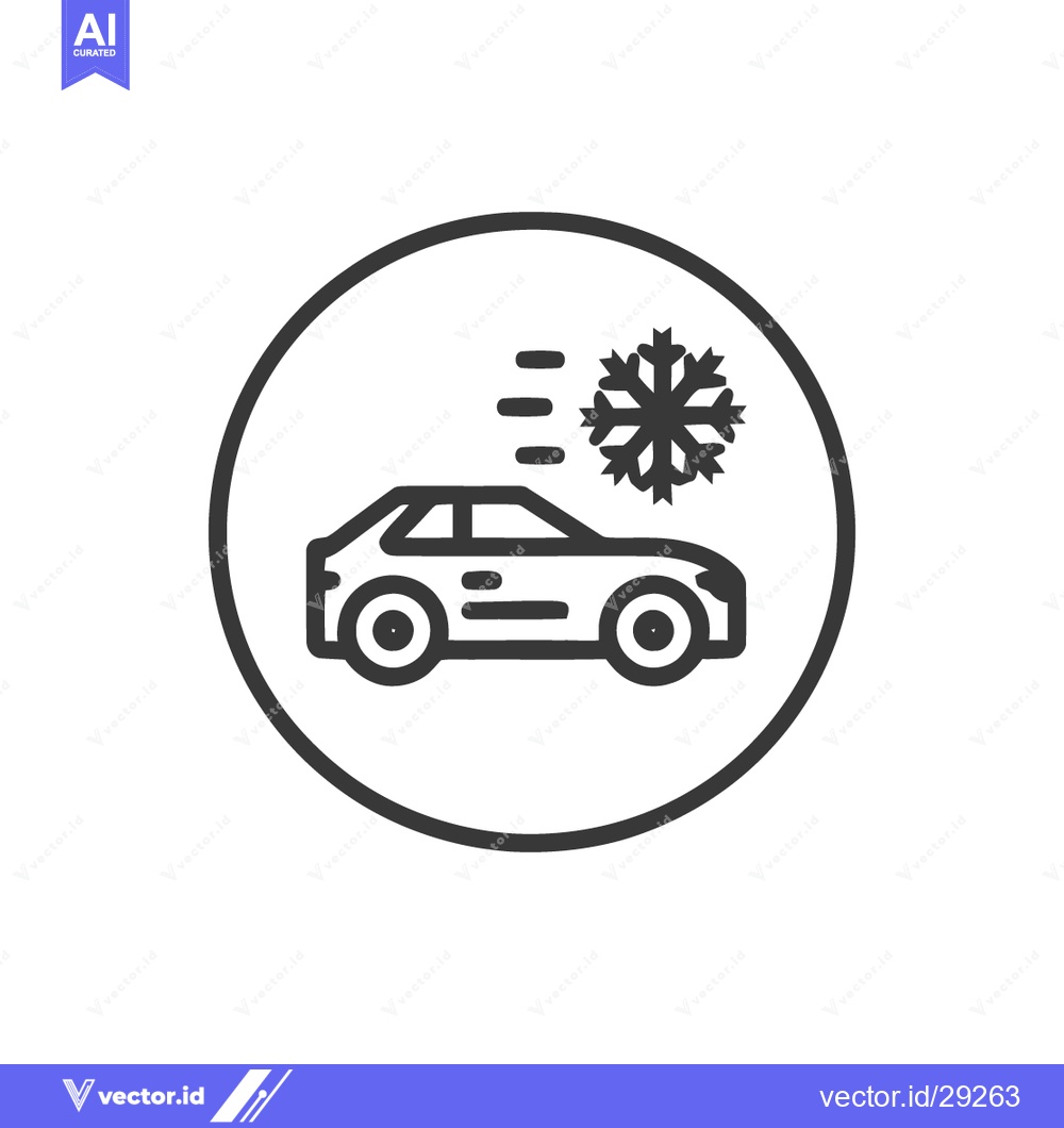Premium Vector dari Car with Snowflake Icon: Winter Driving Symbol in Circle