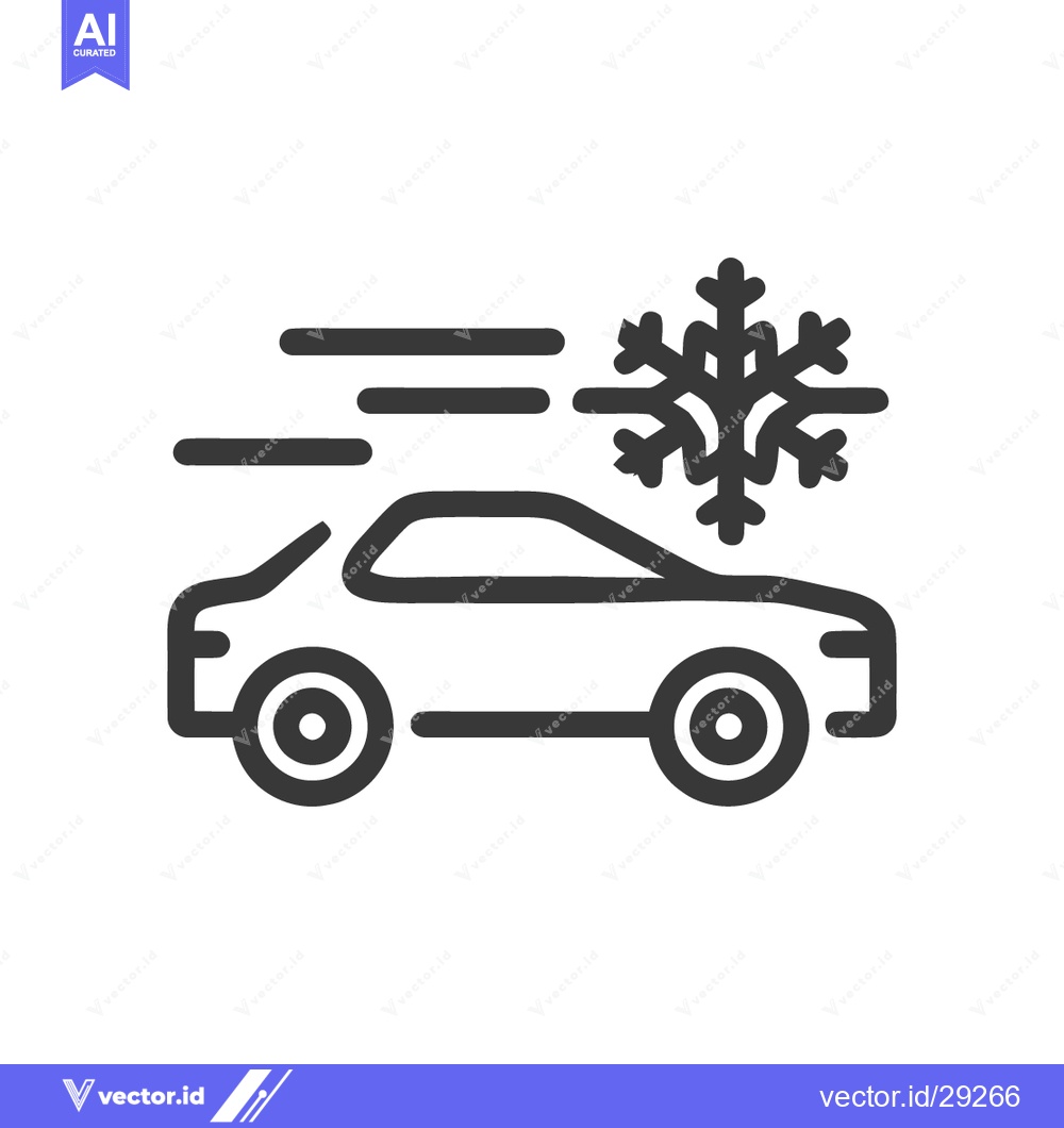 Premium Vector of Car with Snowflake Icon: Winter Driving, Cold Weather, Automotive Symb