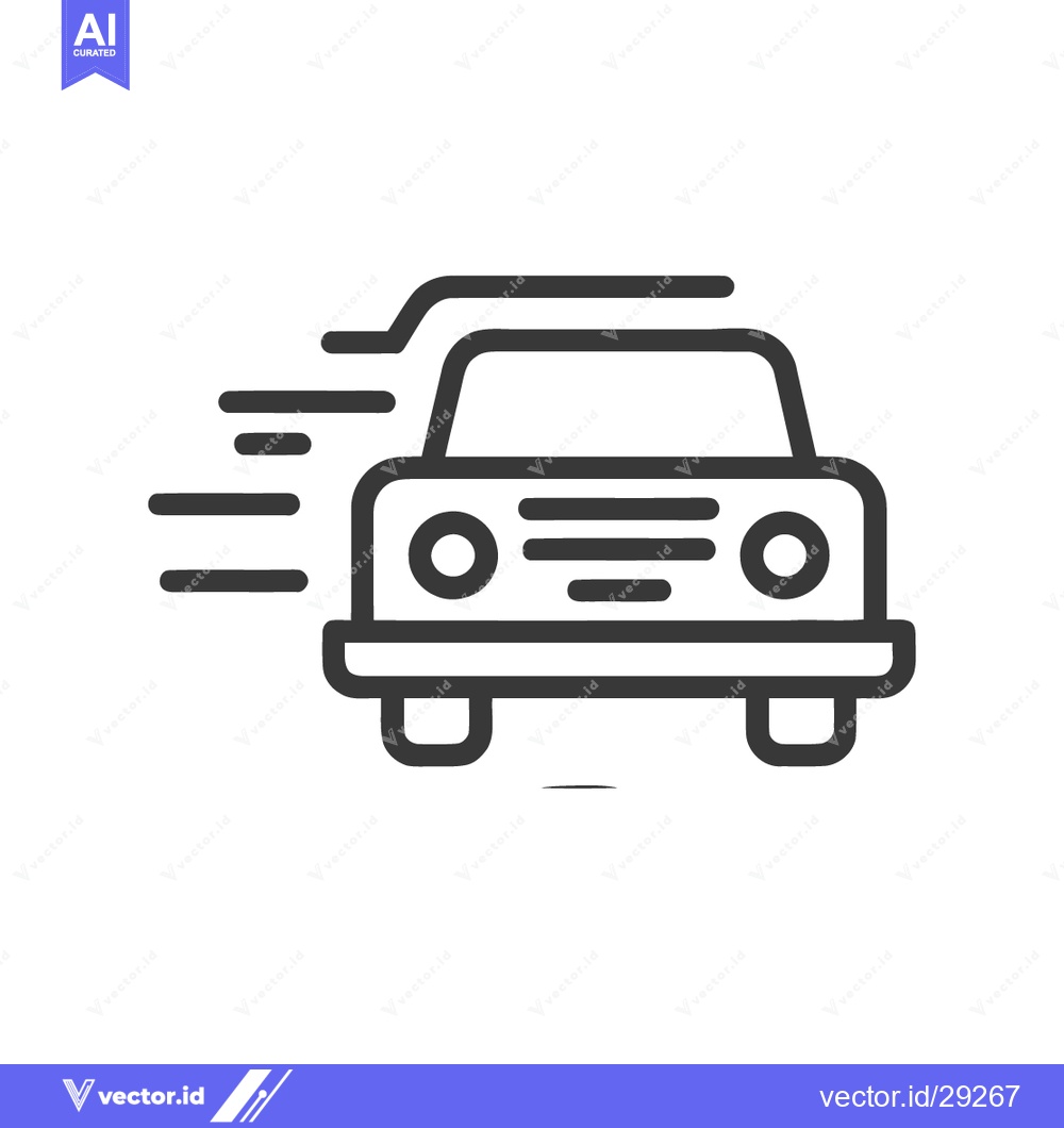 Premium Vector dari Fast Car Icon: Sleek, Minimalist Design with Motion Lines on White Bac