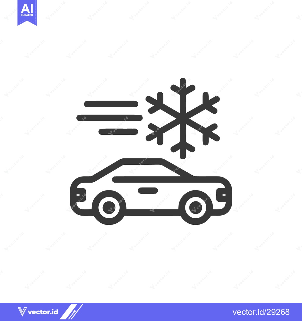 Premium Vector dari Car Air Conditioning System Icon with Snowflake Symbol, Automotive Cli