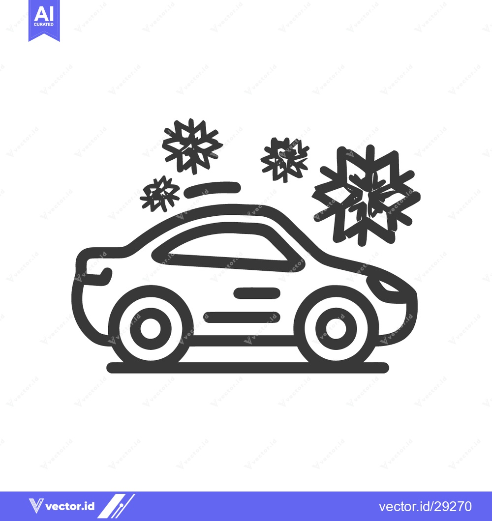 Premium Vector dari Car in Winter Weather: Stylized Icon with Snowflakes, Automotive Safet