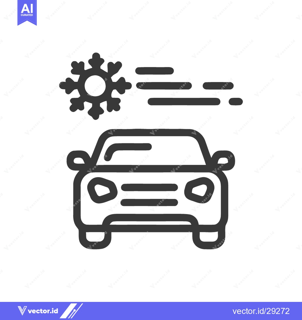 Premium Vector of Car in Winter Weather: Outline Icon of Vehicle Driving Through Snow