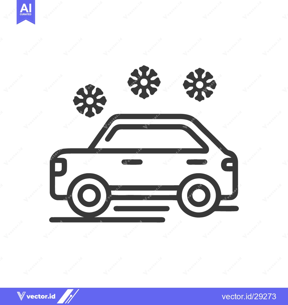 Premium Vector of Car in Snowfall: Minimalist Vector Icon with Winter Weather