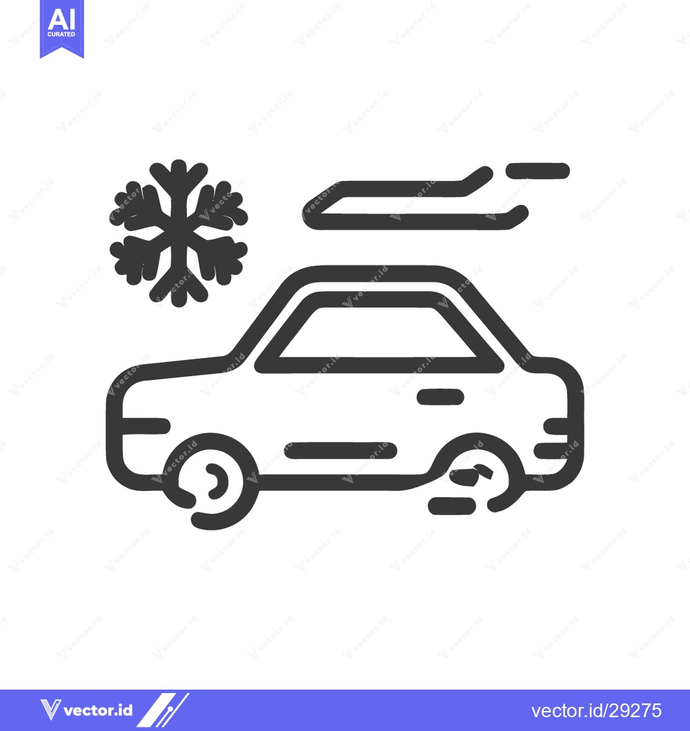 Premium Vector of Car with Snowflake and Windshield Wipers Icon, Winter Driving Symbol