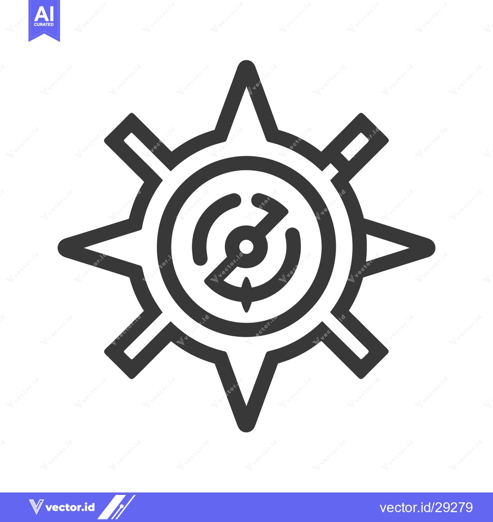 Premium Vector of A simple black and white icon of a compass for direction