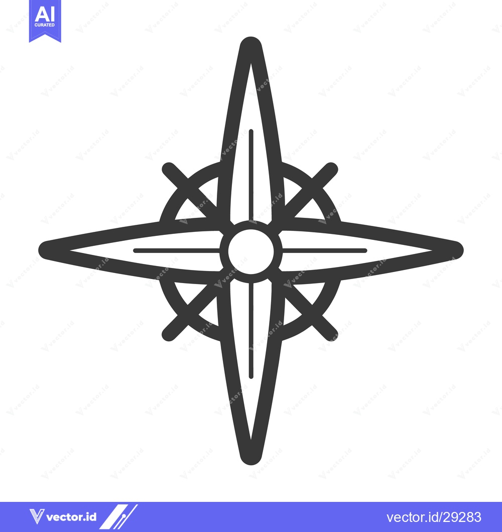 Premium Vector dari A stylized dark gray compass rose displayed on a white background