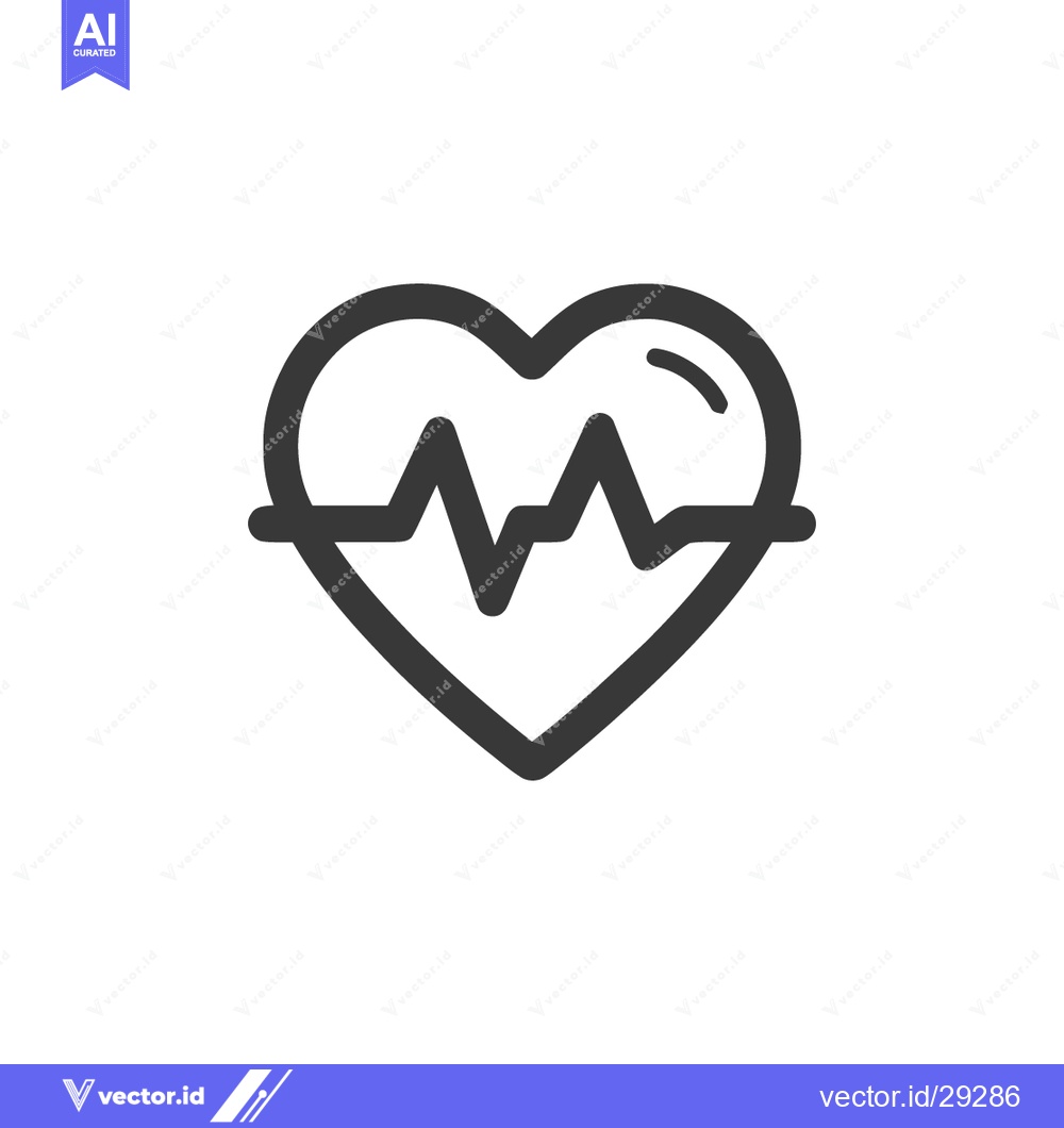 Premium Vector of Heartbeat Icon: Minimalist Design with Pulse Wave on White Background