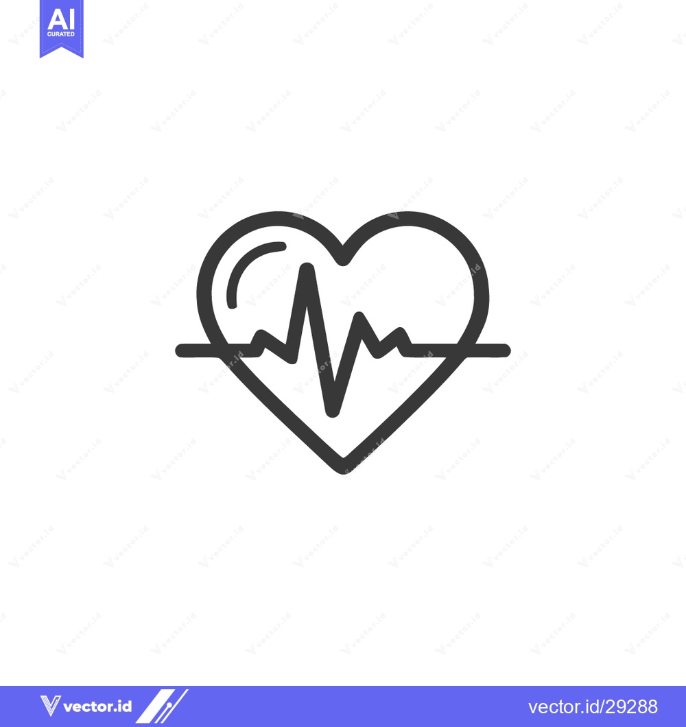 Premium Vector of Heartbeat Icon: Minimalist Line Art Symbolizing Health and Vitality on
