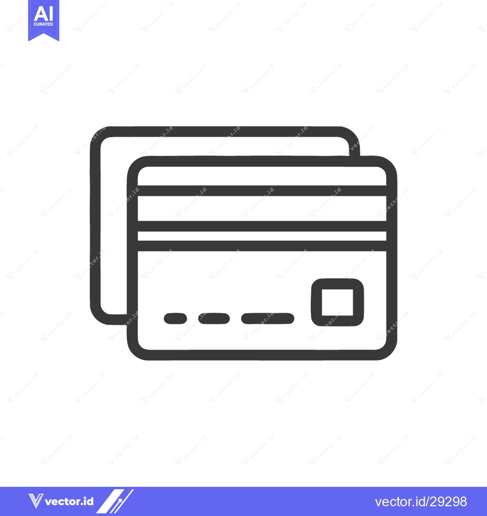 Premium Vector of Minimalist Credit Card Icon: Financial Transaction Symbol, Outline Sty