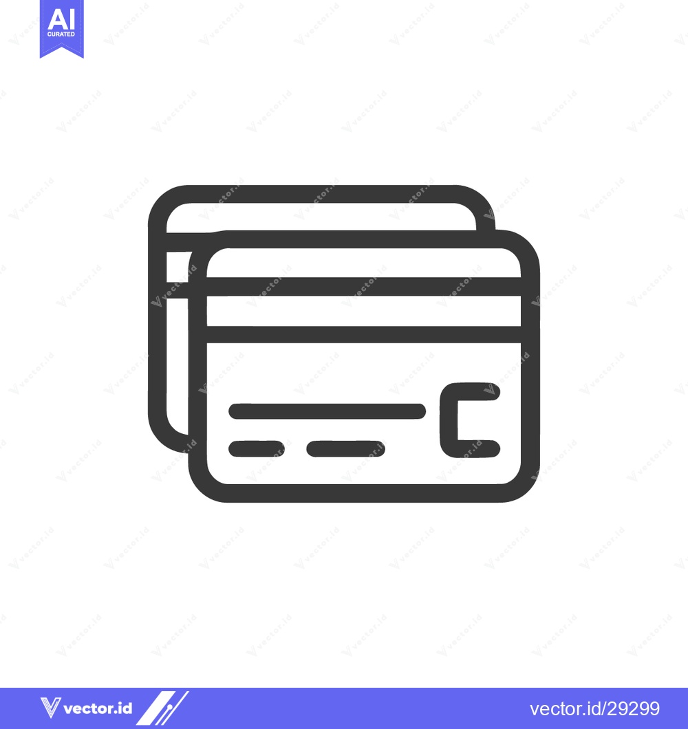 Premium Vector dari Stacked Credit Cards Icon: Minimalist Design for Financial Transaction