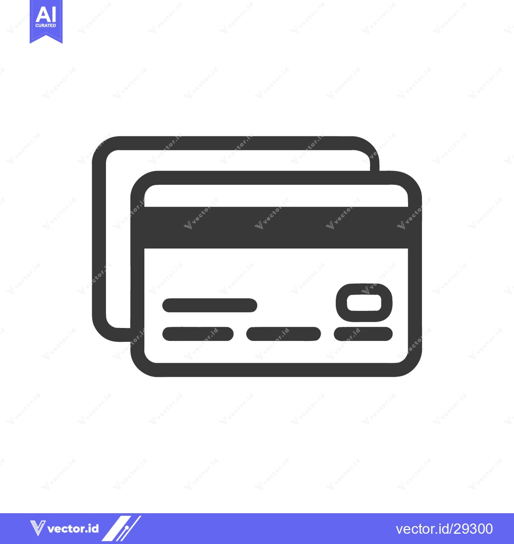 Premium Vector dari Minimalist Credit Card Icon: Stacked Cards, Rounded Corners, Dark Gray