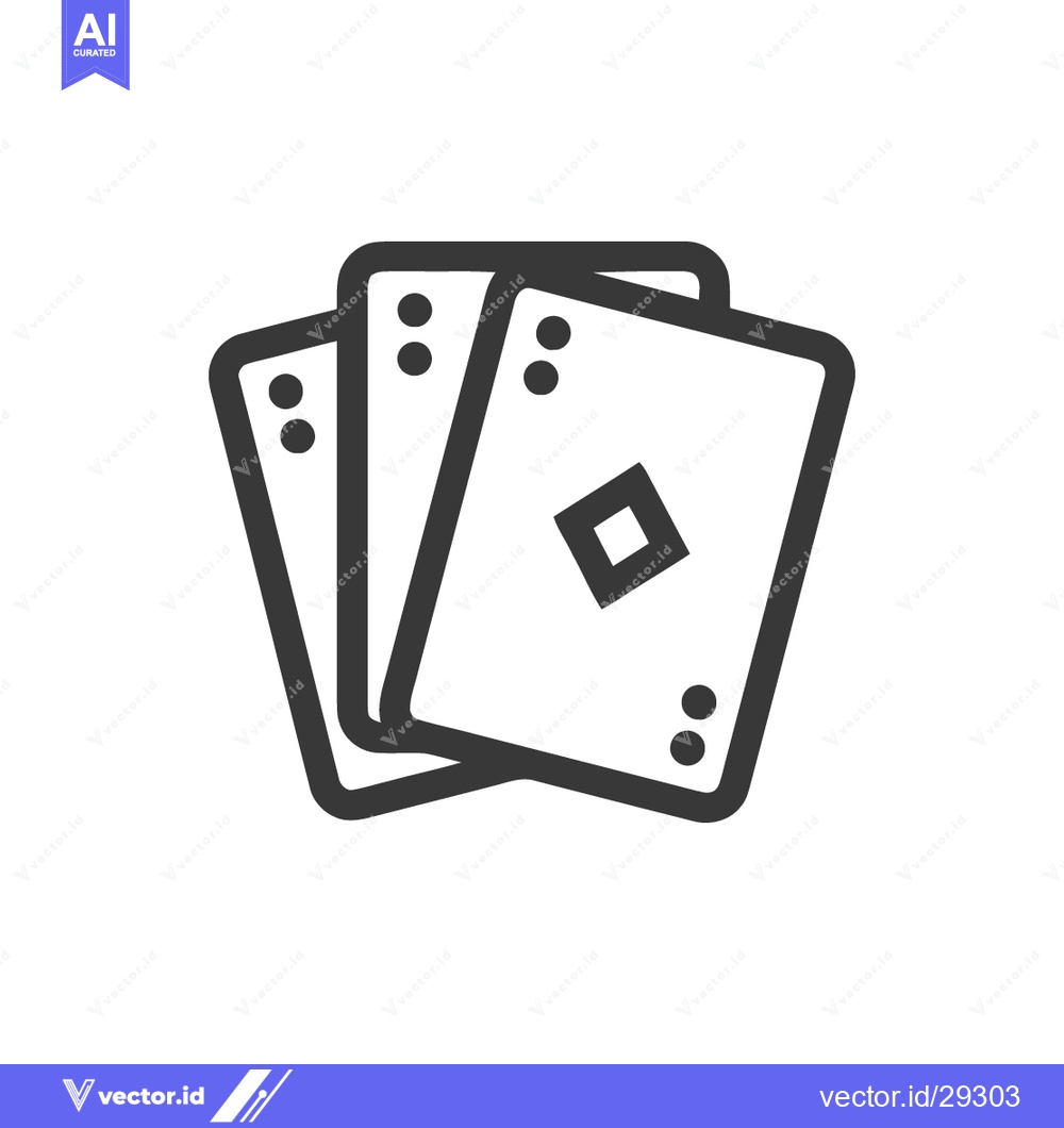 Premium Vector dari Minimalist Icon of Three Playing Cards with Diamond Suit