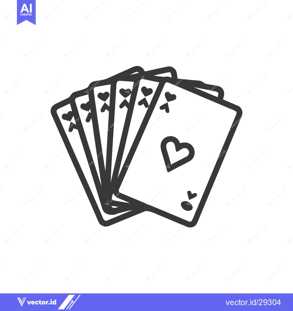 Premium Vector dari Minimalist Heart Suit Playing Cards Icon, Gambling Concept, Black Outl