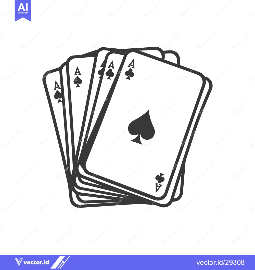 Premium Vector dari A hand holding a spread of playing cards showing the aces