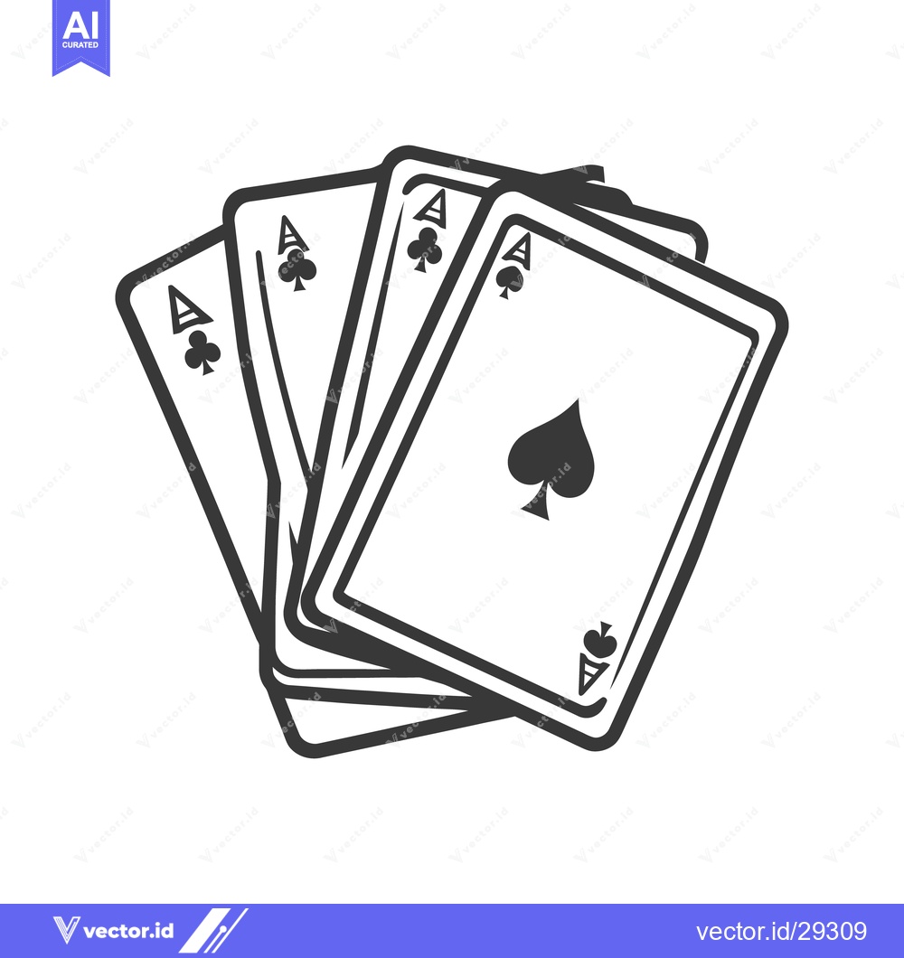Premium Vector dari Several playing cards showcasing aces are fanned out nicely