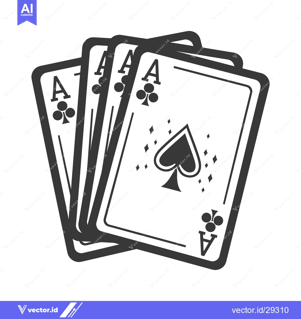 Premium Vector dari Four Playing Cards Featuring Aces Displayed Against a White Background
