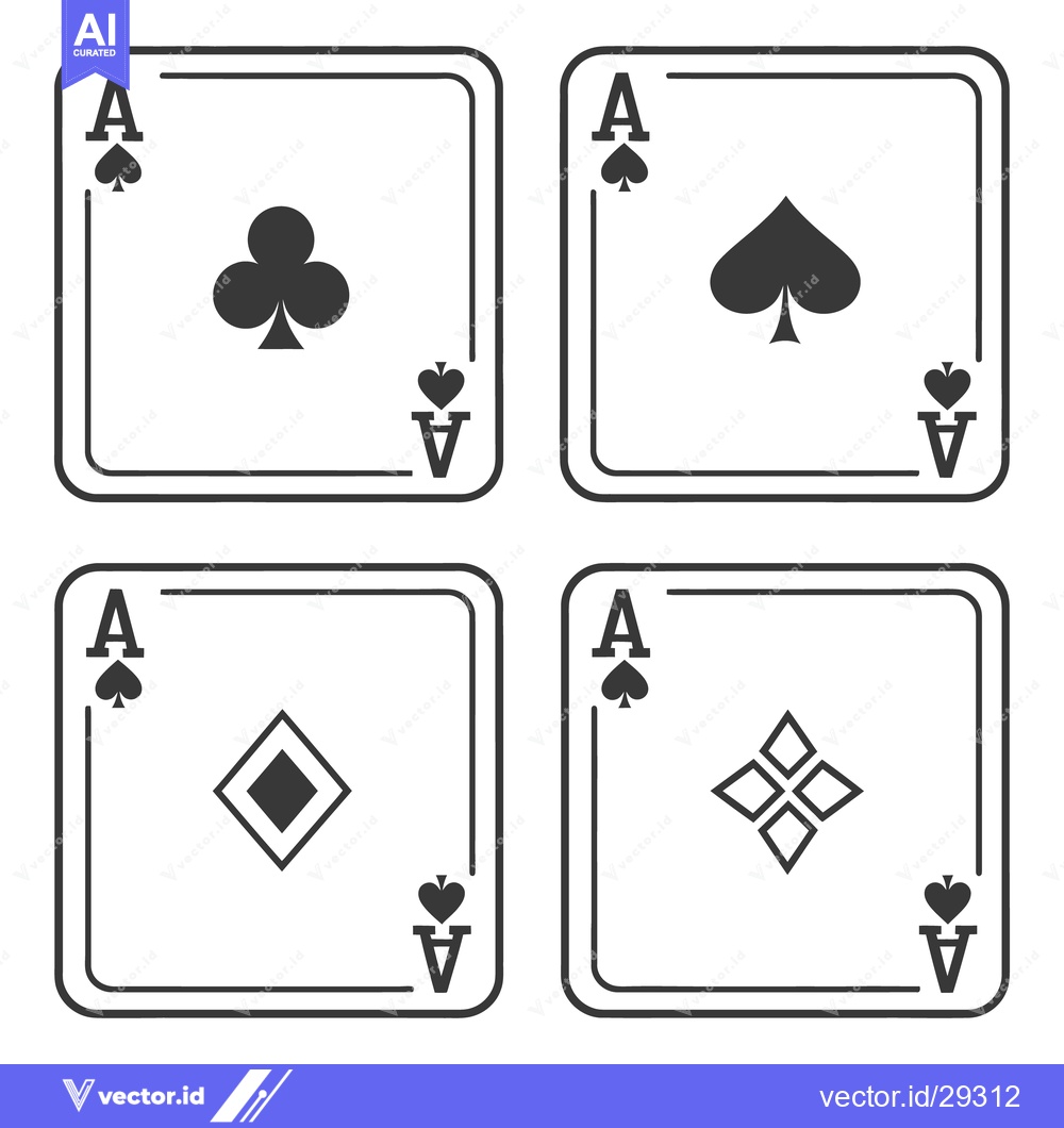 Premium Vector of Four playing card aces displaying different card suits on white