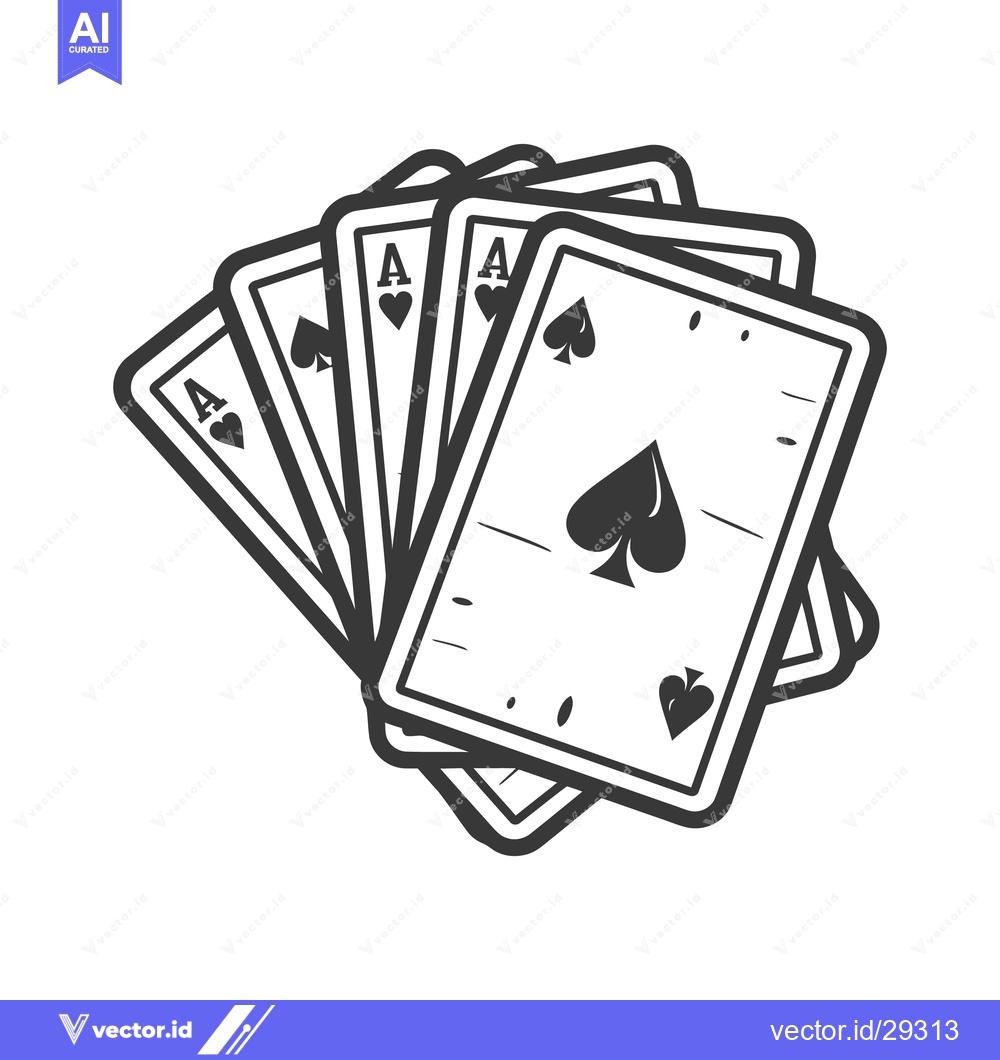 Premium Vector dari A hand of playing cards shows the ace of spades