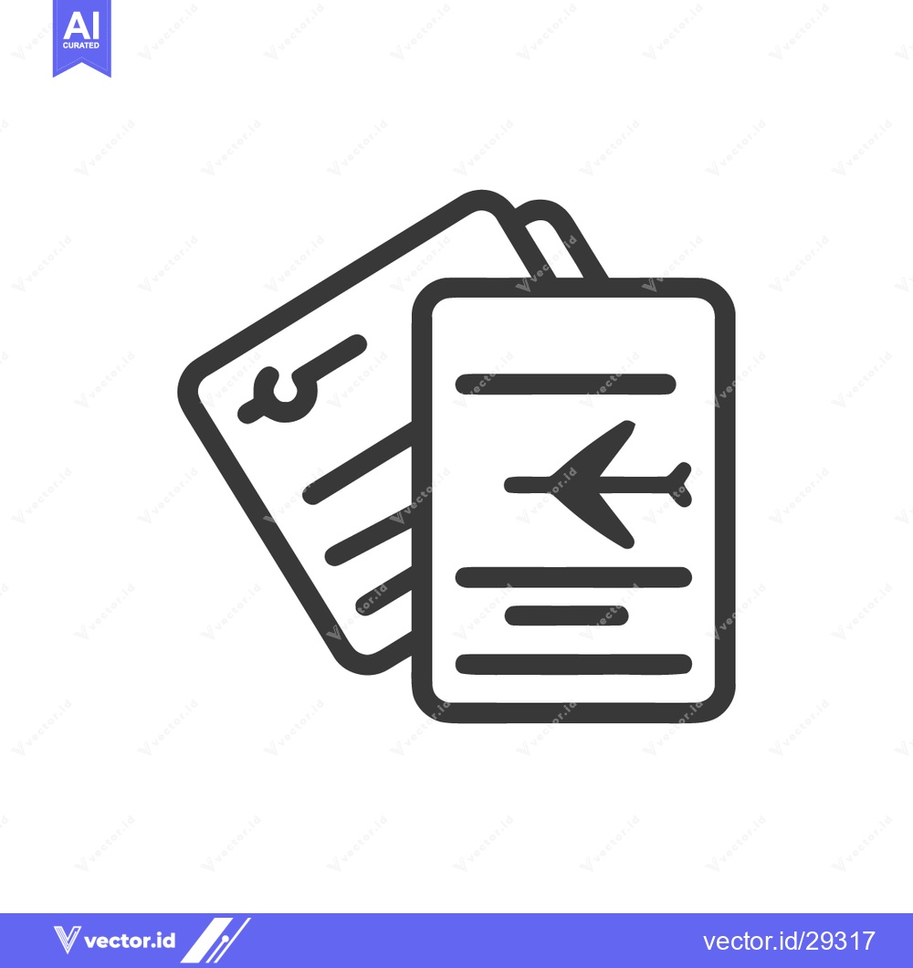 Premium Vector dari Minimalist Flight Tickets Icon: Airplane Symbol on Travel Documents